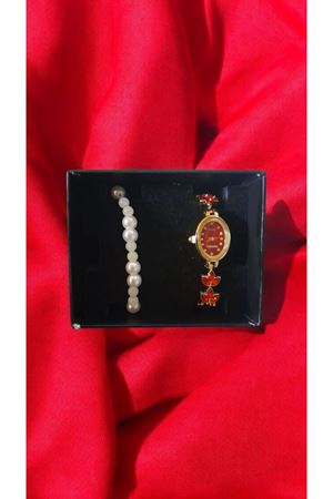 1 adet kırmızı yonca saat ve karanlıkta parlayan bileklik